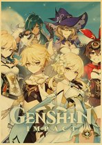 Genshin Impact Collage Anime Vintage Poster 42x30cm.