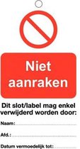 Niet aanraken waarschuwingslabel 50 x 100mm