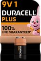 Duracell Plus 9V-batterijen (1 stuk), alkaline batterijen, 6LR61 MN1604