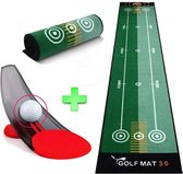 Firsttee - COMBI DEAL - Putting oefenmat XXL (3m) & Putting trainer (rood) - Putter cup - Golf accessoires - Sport - Training - Putten - Cadeau - Golftrainingsmateriaal - Golfset -