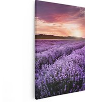 Artaza Canvas Schilderij Bloemenveld Met Paarse Lavendel - Bloemen - 60x90 - Foto Op Canvas - Canvas Print