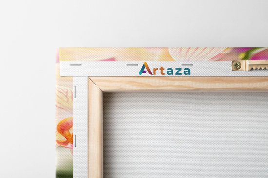 Artaza Peinture sur Toile Fleurs d'Orchidées Witte Rayées - 60x90 - Photo sur Toile - Impression sur Toile