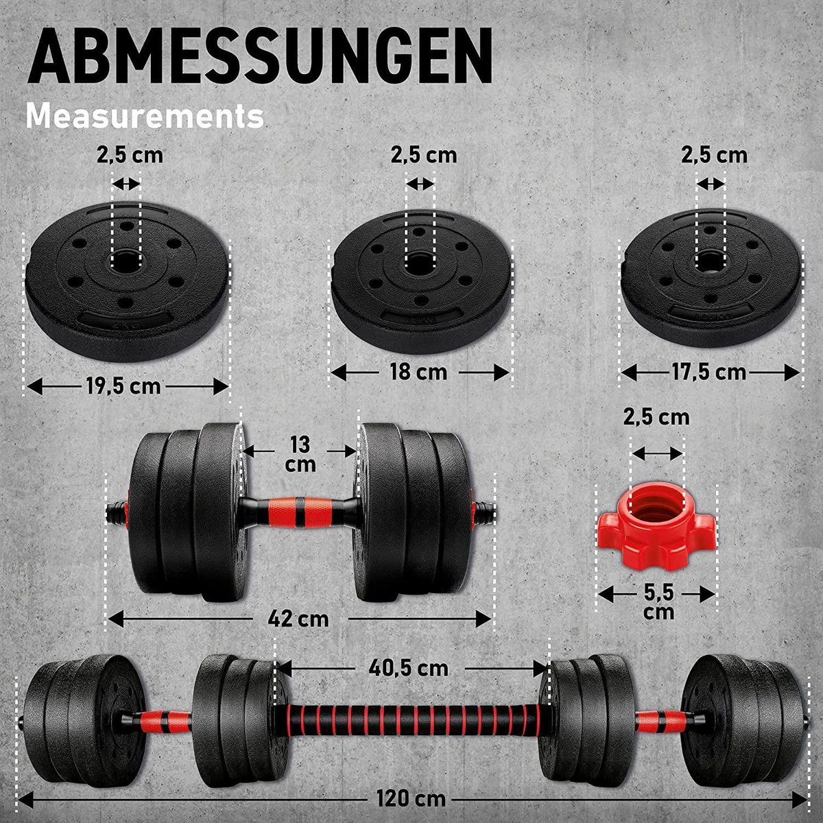 RE:SPORT 2-in-1 Halters 20kg: dumbbells + barbell in één set thumbnail 3