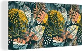 Canvas Schilderij Tropische bladeren - Zomer - Patronen - 80x40 cm - Wanddecoratie