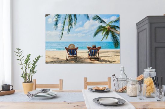 Tableau sur Toile Plage - Été - Palmiers - 120x80 cm - Décoration murale