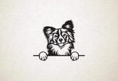 continentale dwergspaniel - Papillon - hond met pootjes - M - 60x75cm - Zwart - wanddecoratie