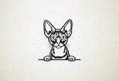 Devon Rex - Kat - Poes - M - 61x60cm - Zwart - wanddecoratie