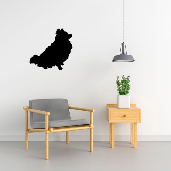 Aussiepom - Chien Silhouette - L - 75x79cm - Zwart - décoration murale