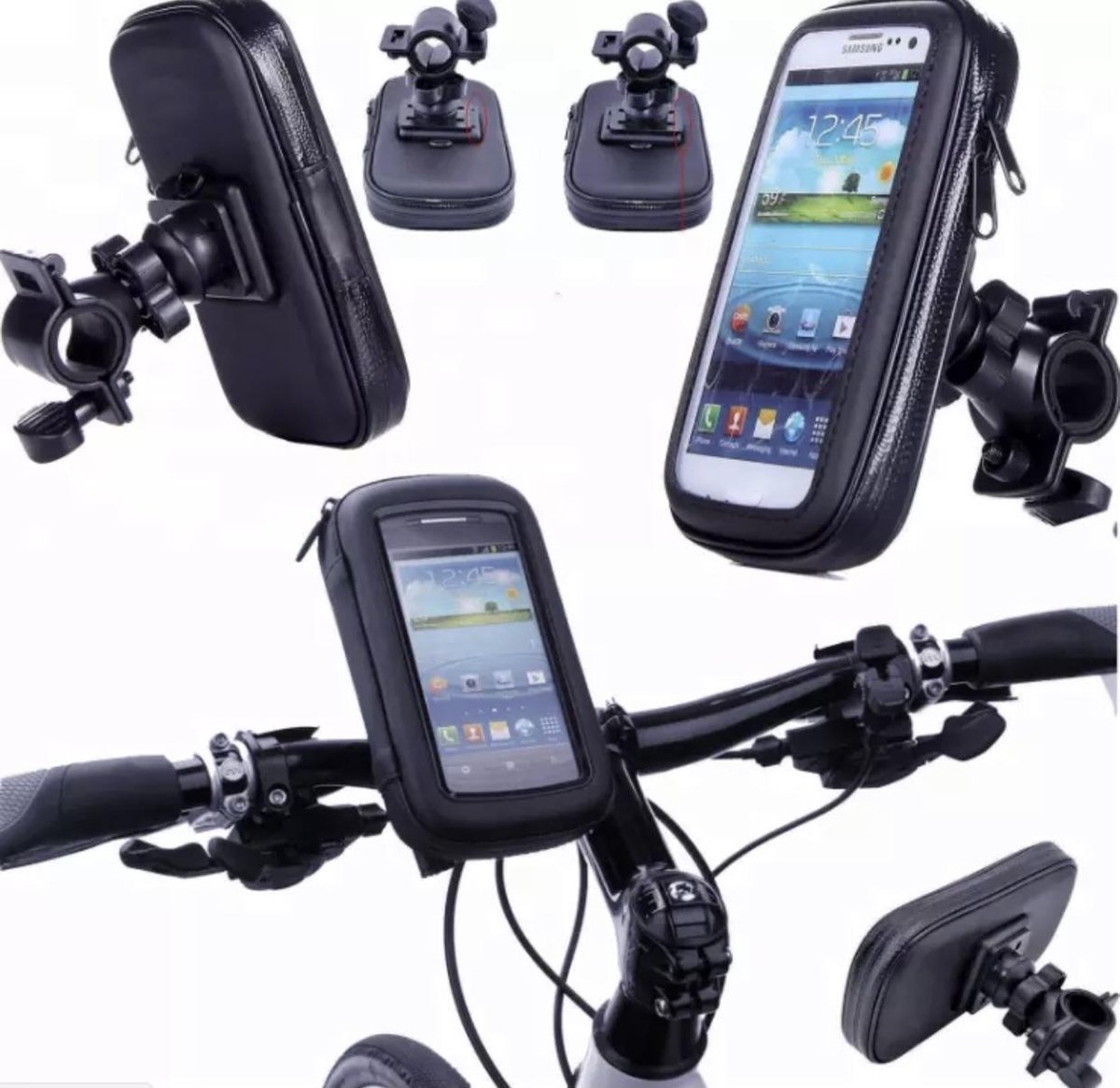 Waterdichte Fietshouder - Universal Siliconen Fiets Handlebar Mount Houder 360 Graden Flexibele Bike Voor All Smart Phone STAND tot 4.7"