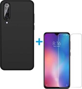 Silicone hoesje zwart met 2 Pack Tempered glas Screen Protector Geschikt voor: Xiaomi MI 9