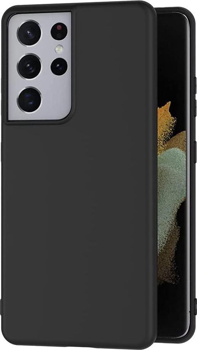 Flexibele achterkant Silicone hoesje zwart Geschikt voor: Samsung Galaxy S21 Ultra