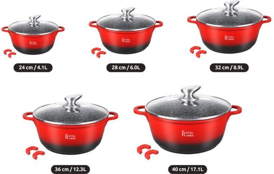 Royal Swiss Induction Casserole 24cm 4.1L - Ensemble de casseroles avec  revêtement... | bol.com