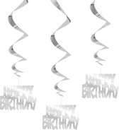 Hangdecoratie Happy Birthday Zilver 81cm 3st