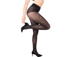 Nomi Shaping Leopard Tights – 50 Denier – Zwart maat 38 – Panterprint Panty