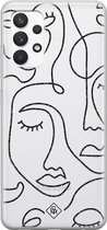 Samsung A32 4G transparant hoesje - Abstract faces | Samsung A32 4G case | zwart | Casimoda
