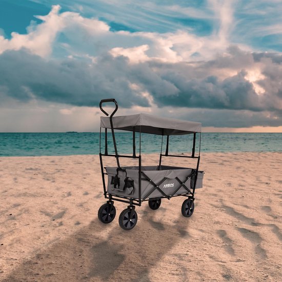 AREBOS ECO Bolderkar Opvouwbare - met Dak - Strandkar - Grijs van AREBOS — afbeelding 4