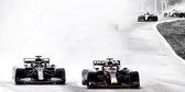 JJ-Art (Canvas) | Max Verstappen versus Lewis Hamilton F1 2021 in regen, deels zwart wit - woonkamer |  Formule 1 auto, sport, race, modern | Foto-Schilderij print op Canvas (canvas wanddecor