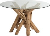 J-Line Tafel Rond Takken Hout/Glas Naturel