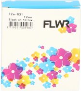 FLWR - Printetiket /  TZe-631 / Zwart op Geel - Geschikt voor Brother