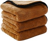 Zachte Microvezel doek 1200GSM - 40x40cm - Auto Schoonmaak doek - Poetsdoek Huishouden - Droogdoek Auto - Auto wasdoek - Handdoek - Bruin