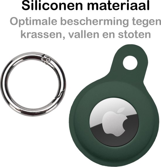 AirTag Porte-clés Etui AirTag Pendentif En Siliconen - Etui Porte-clés Pendentif AirTag - Vert Foncé - PACK DE 2
