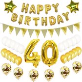56 delig verjaardag ballonnen set - 40 jaar - Thema: Goudtinten / Wit