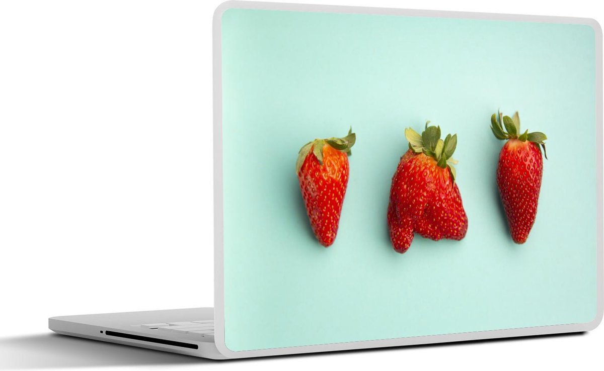 Afbeelding van product SleevesAndCases  Laptop sticker - 13.3 inch - Aardbei - Pastel - Blauw