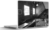 Laptop sticker - 11.6 inch - Zwart-wit foto van ingericht appartement - 30x21cm - Laptopstickers - Laptop skin - Cover