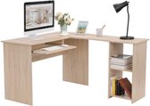 Segenn's L-vormige bureau - Bureau - hoekbureau met 2 planken - 60 x 30 cm toetsenbordplank - 140 x 120 x 75 cm - eikenkleurig