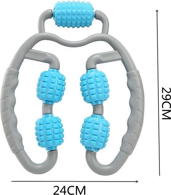 Fitness & Massage Set - De ultieme combinatie voor verbetering van lichaamsvorm en ontspanning - 1x Multifunctionele fitness en afslank klem & 1x Massage handvat met Rollers - Blauw