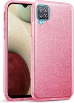 Samsung Galaxy A12 Hoesje Glitters Siliconen TPU Case Rose - BlingBling Cover