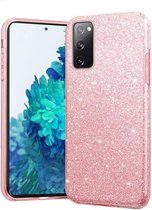Samsung Galaxy S20 FE Hoesje Glitters Siliconen TPU Case roze - BlingBling Cover