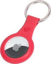 Airtag Sleutelhanger Hoes - Airtag Hoesje Hanger Case Leder Look - Airtag-Sleutelhanger - Rood