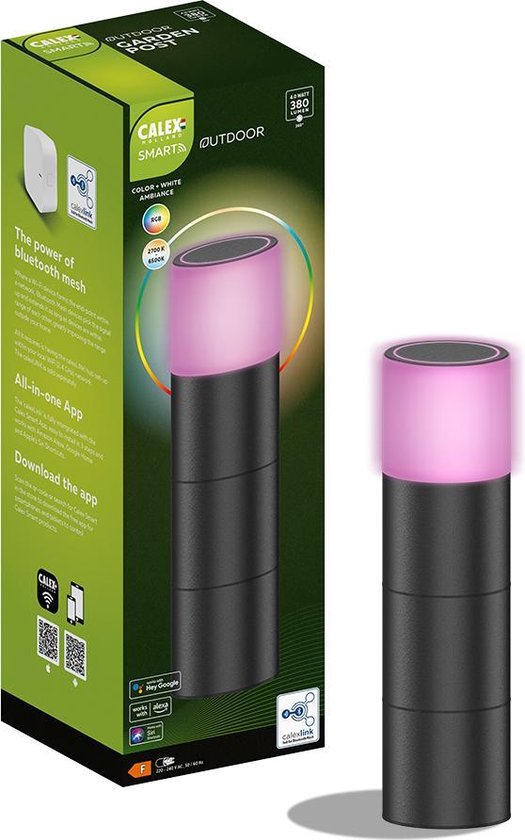 Calex Smart Outdoor LED Buitenlamp - Slimme Grondspot - Sokkellamp RGB en Warm Wit Licht- 4W - Zwart