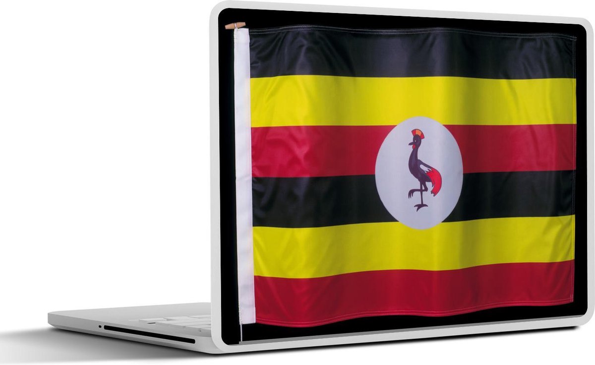 Afbeelding van product SleevesAndCases  Laptop sticker - 17.3 inch - De vlag van Oeganda op een zwarte achtergrond