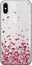 iPhone X/XS transparant hoesje - Falling hearts | Apple iPhone Xs case | TPU backcover transparant