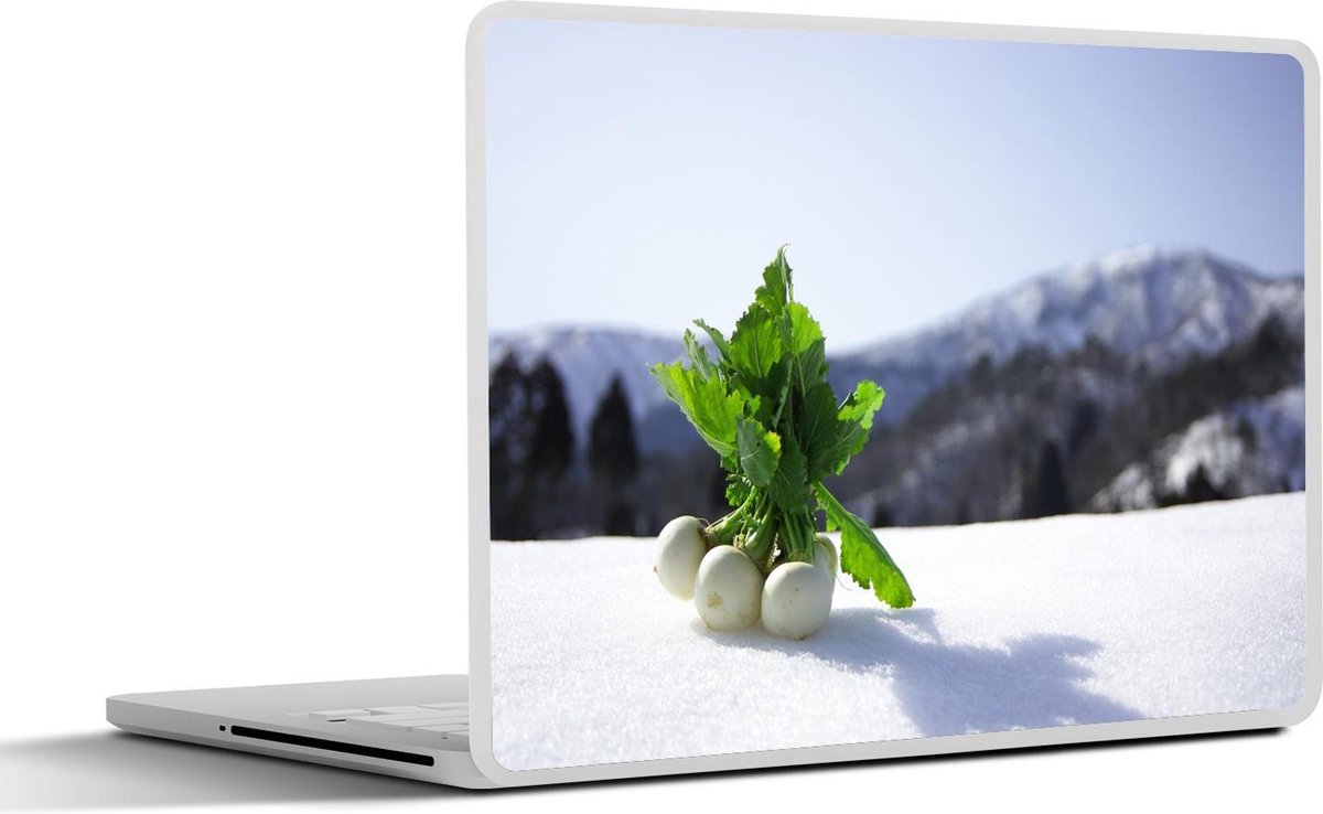Afbeelding van product SleevesAndCases  Laptop sticker - 14 inch - Witte knolrapen in de sneeuw