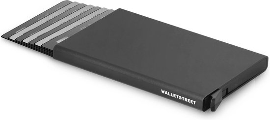 Walletstreet Uitschuifbare Pasjeshouder DS Type -  Walletstreet Aluminium Creditcardhouder Card Protector Anti-Skim/ RFID Card Protector 8 Pasjes – Zwart - walletstreet