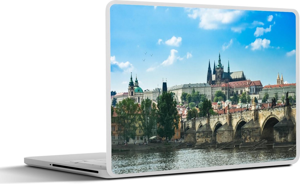 Afbeelding van product SleevesAndCases  Laptop sticker - 10.1 inch - Praagse Burcht - Brug - Water