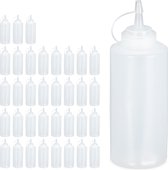 Relaxdays 36x knijpfles transparant - doseerfles - garneerfles - sausfles - 450 ml - set