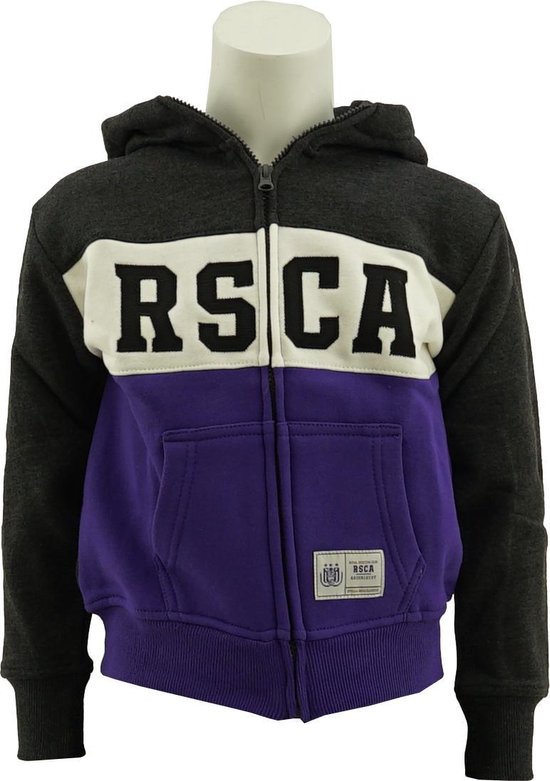 Sweat à capuche RSC Anderlecht avec capuche et fermeture éclair taille enfant 134/140 (9 à 10 ans)