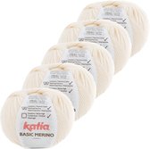 Basic Merino - kleur 83_Licht ivoorkleurig - bundel 5 bollen 50 gr.  van 120 m.