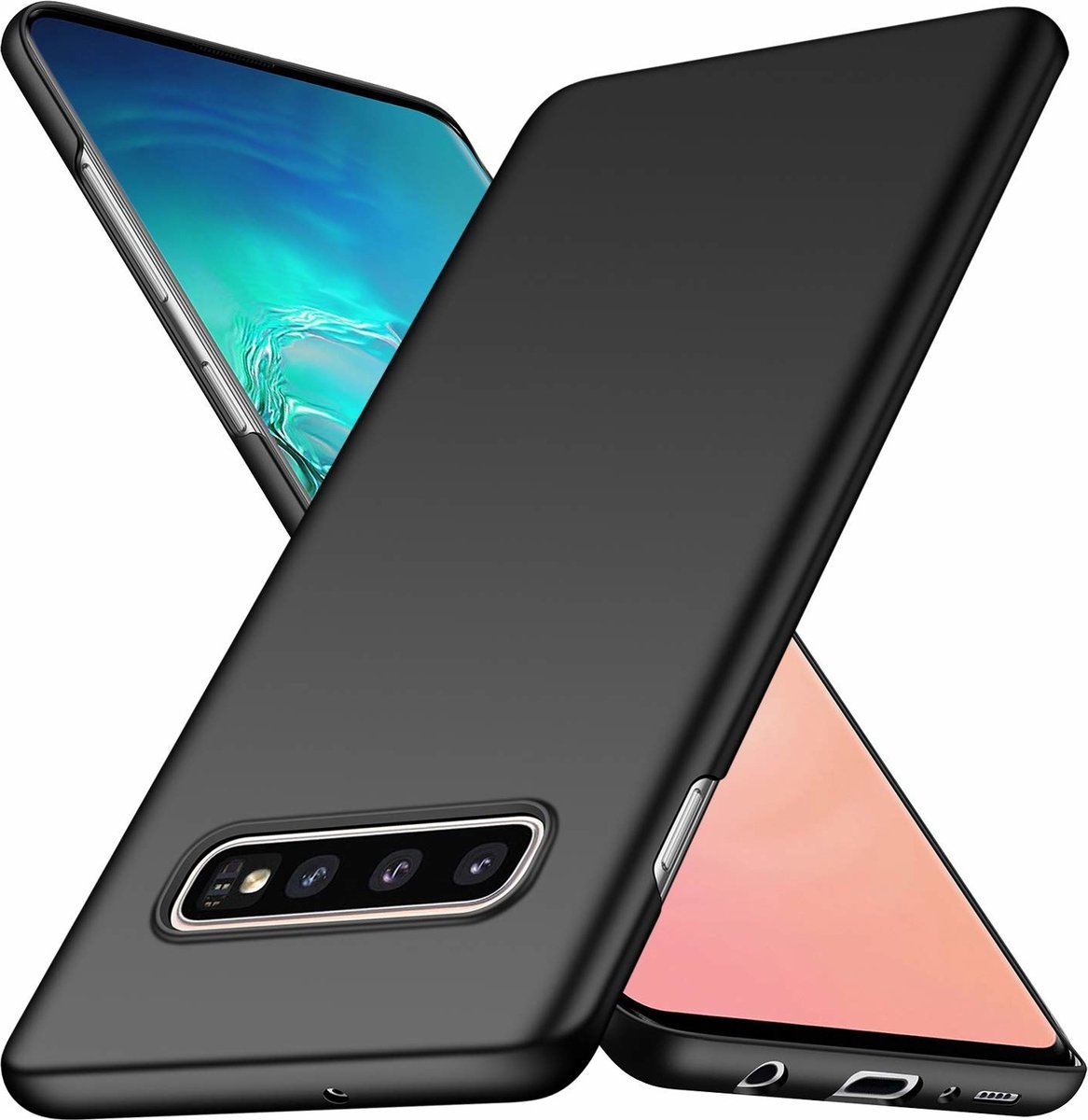 ultra thin geschikt voor Samsung Galaxy S10 case + gratis glazen screenprotector - zwart