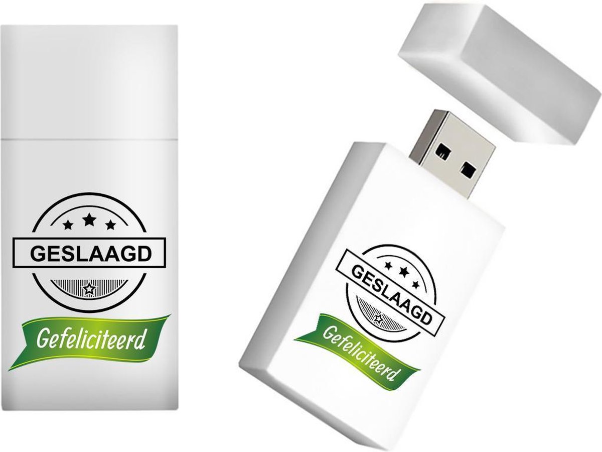 Geslaagd cadeau hout USB stick 8GB model1048 - kado geslaagd, cadeau geslaagd