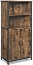 Segenn's Brampton Dressoir - boekenkast - Opbergkast - keukenkast  - met 2 open vakken -  Kast - multifunctioneel -  industrieel  -  vintage bruin-zwart