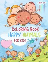 Coloring Book For Kids Happy Animals