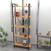 Opbergkast met 5 houten lagen van WDMT™ | 72 x 25 x 170 cm | Opbergkast | Stijlvolle boekenkast | 5-lagen houten planken met metalen frame | Bruin/Zwart