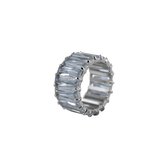 Silventi 9SIL- 21479 Zilveren Ring - Dames - Rondom Bezet met Zirkonia Steentjes - 11 mm Breed - Maat 52 - Rhodium - Zilver