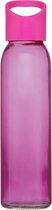Glazen waterfles/drinkfles transparant roze met schroefdop met handvat 500 ml - Sportfles - Bidon