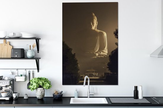 Peintures sur toile Bouddha - Ombre - Arbre - 80x120 cm - Décoration murale